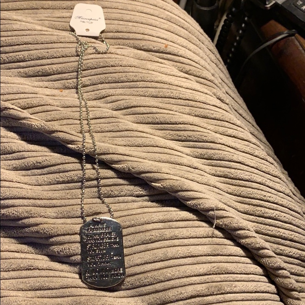 Sentiment dog tag sterling silver beaded pendant